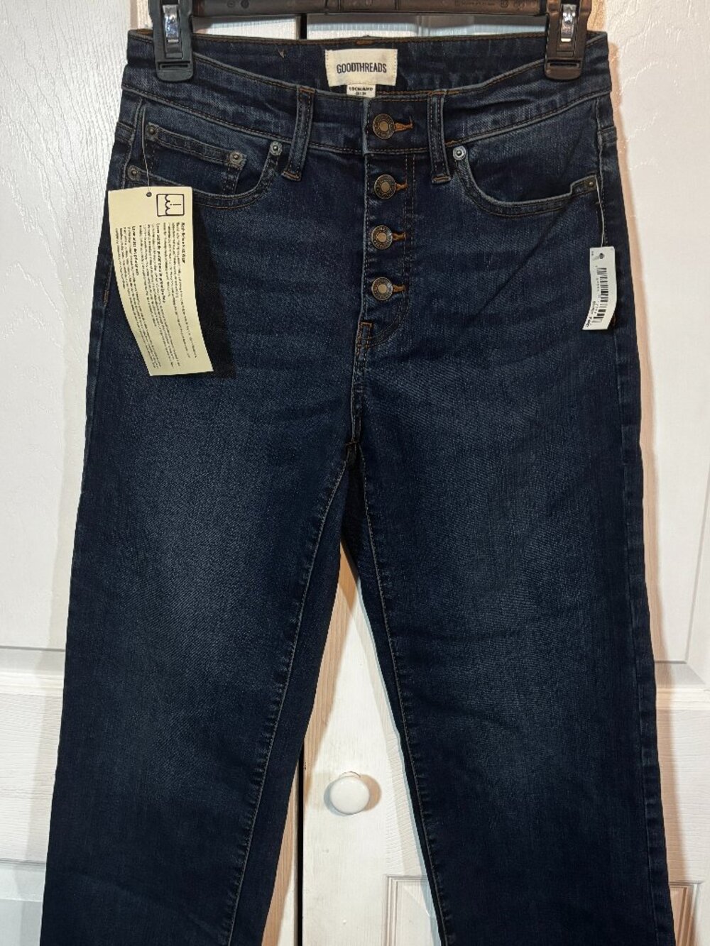 NWT Goodthreads Womens Jeans Size 24 (EU) Button Up Wide Leg Raw Hem